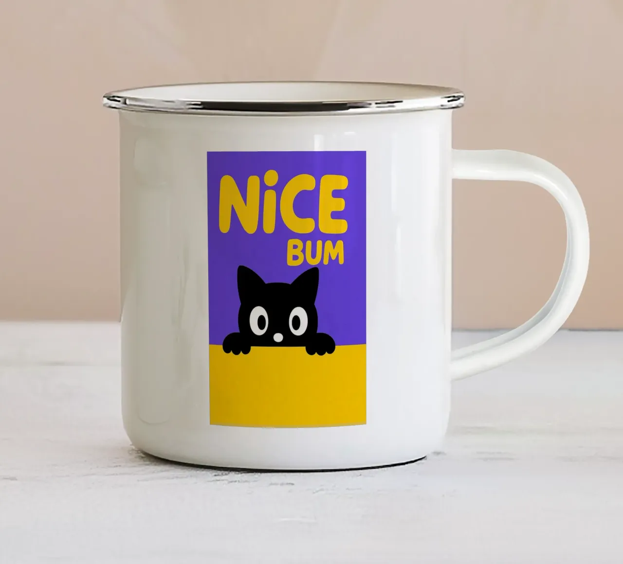 Gatto nero simpatico e divertente tazza in smalto da the gindils