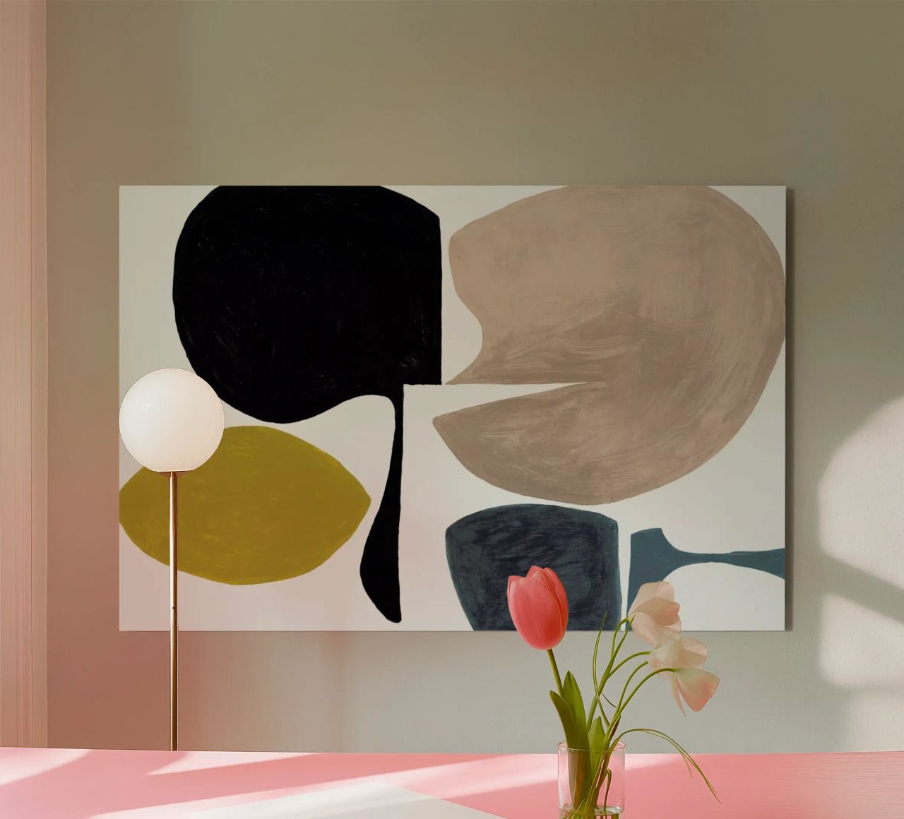 Modern Curvy Town Multi Roze pannello forex da Femke Zwaan