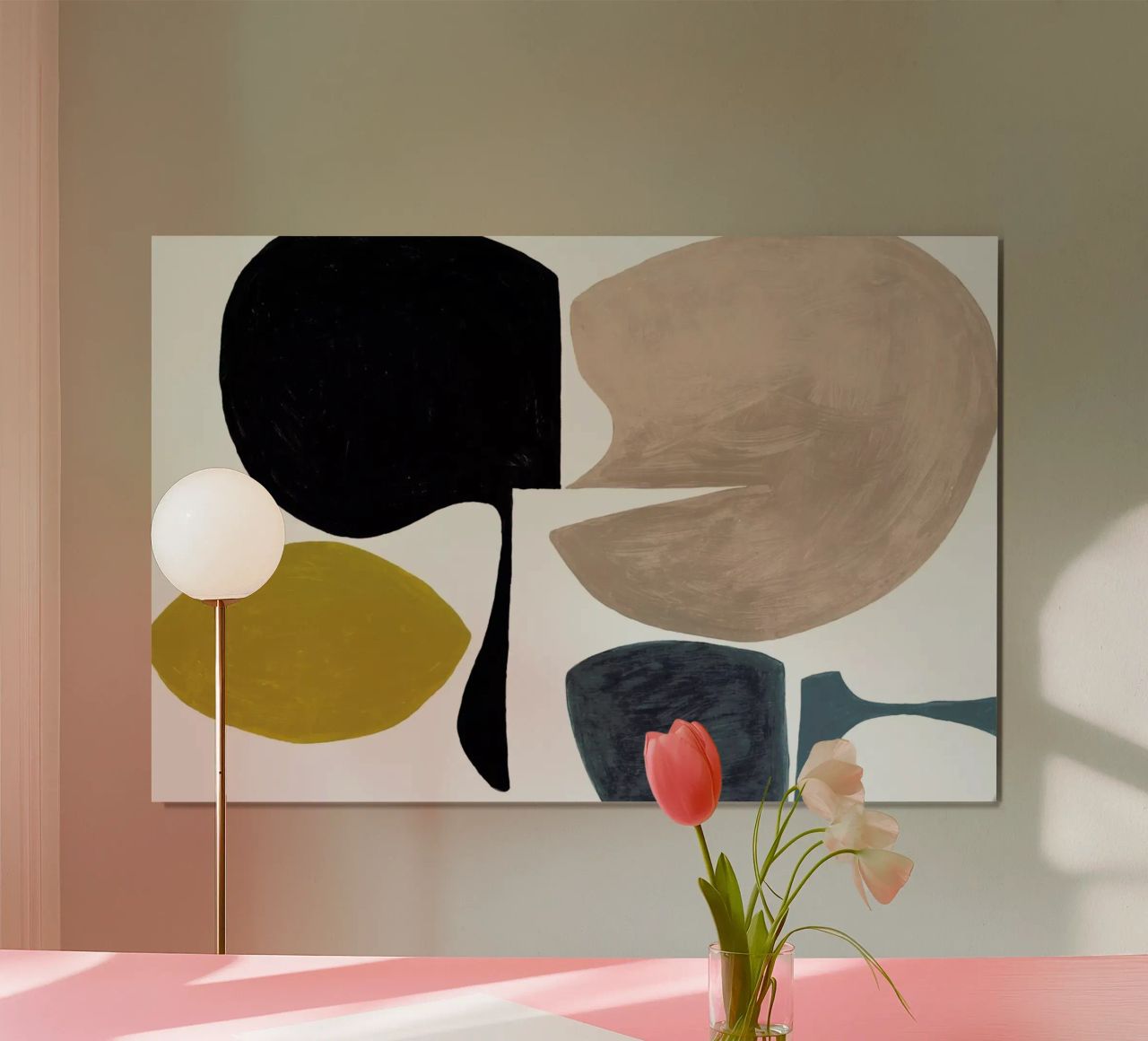 Modern Curvy Town Multi Roze poster by Femke Zwaan