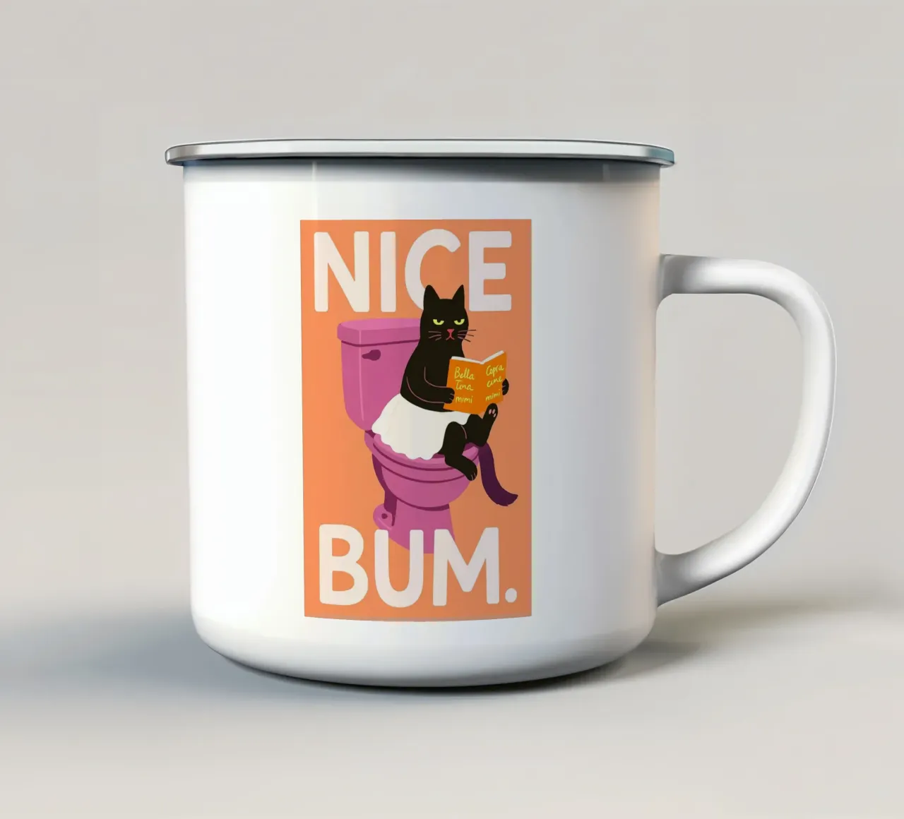 Nice Bum Sassy Black Cat tazza in smalto da the gindils