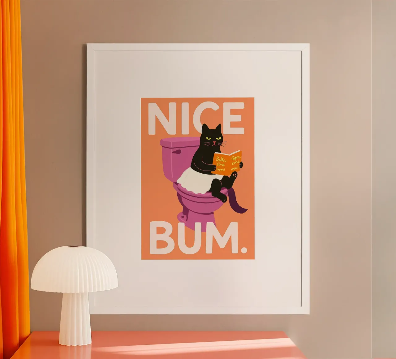 Nice Bum Sassy Black Cat poster con telaio in legno da the gindils