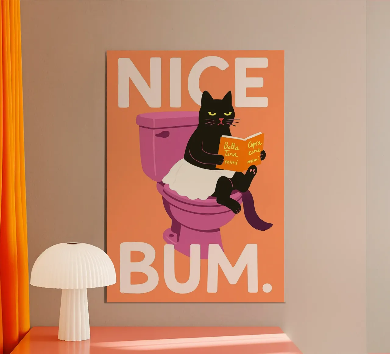 Nice Bum Sassy Black Cat poster con telaio in legno da the gindils