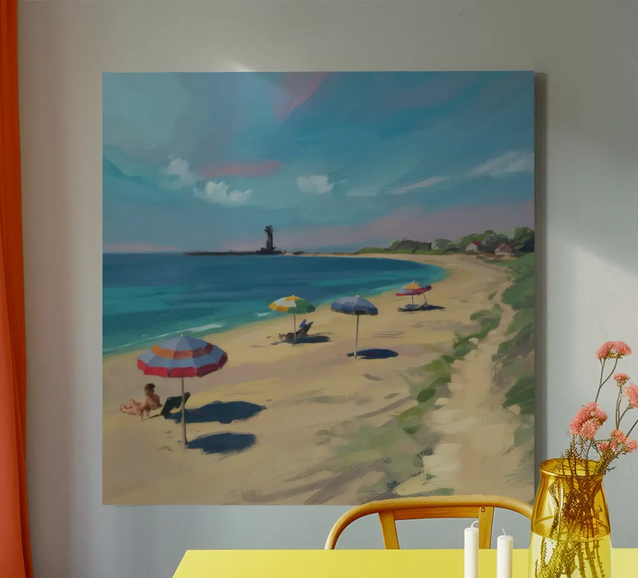 Paraplu Kustplezier canvas met Baklijst van Mystic Grain