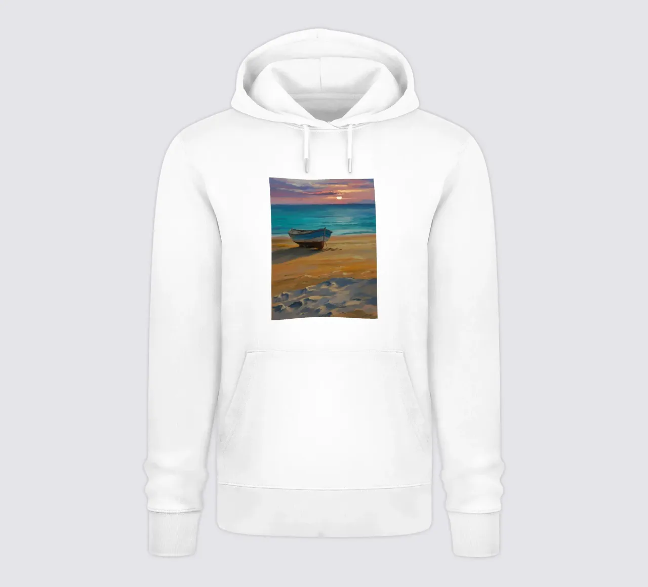 Tramonto in riva al mare Solitudine felpa con cappuccio da Mystic Grain