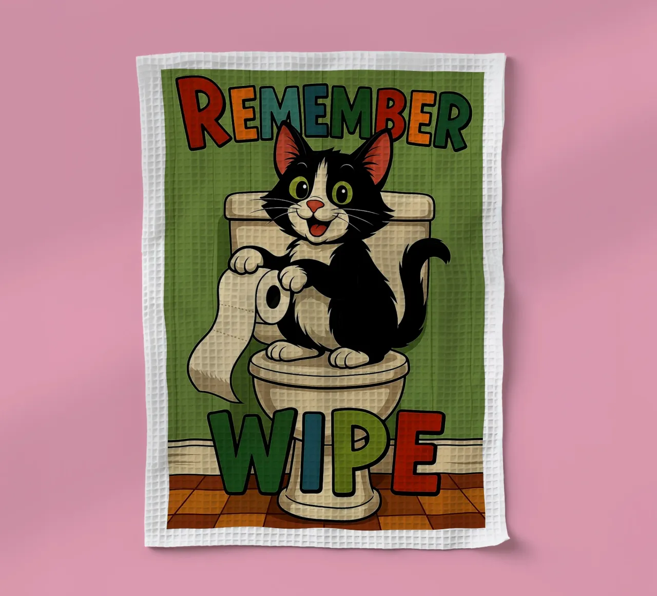 Remember Wipe Funny Cat torchon de the gindils