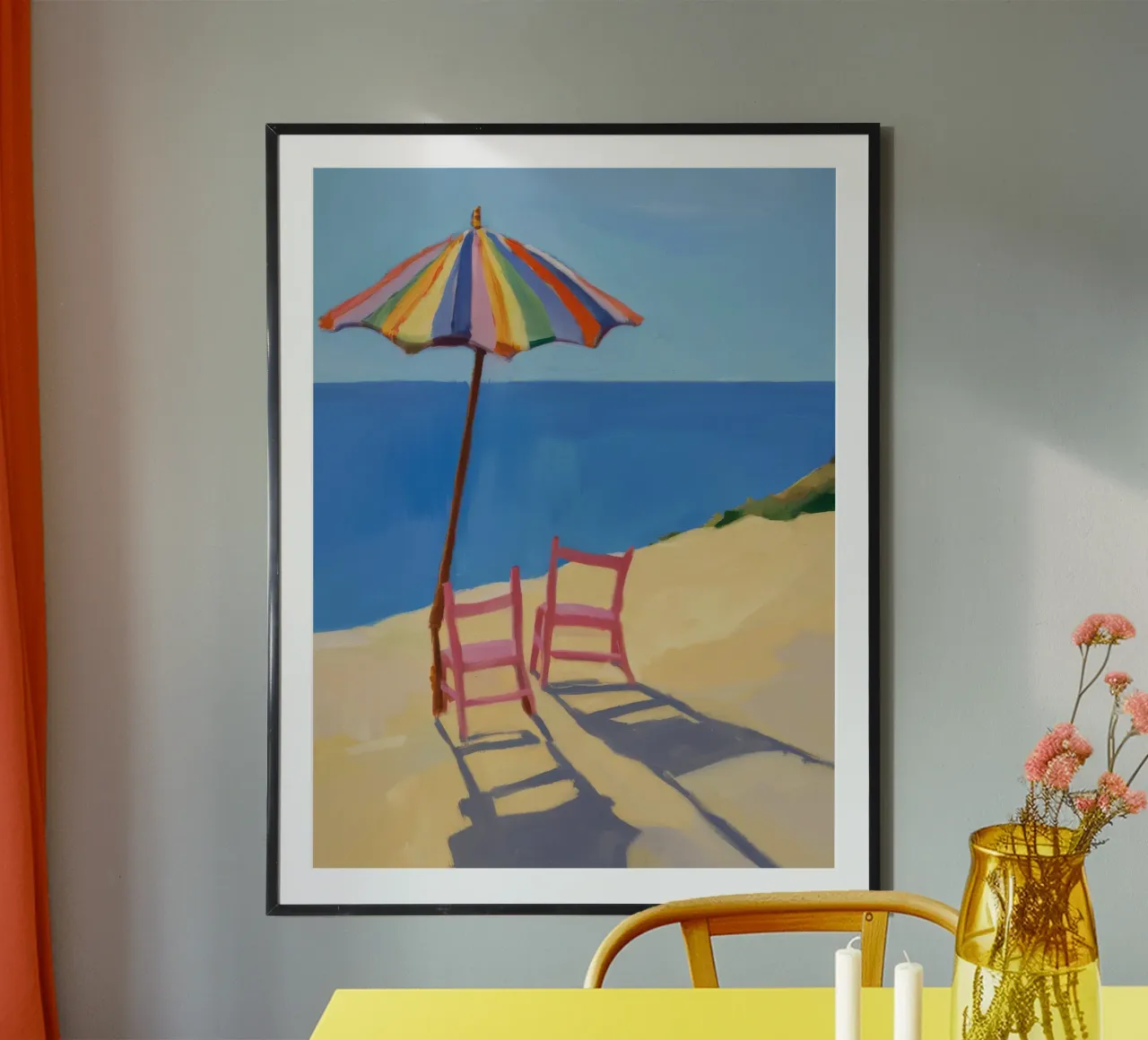 Dubbele Stoelen Zicht poster met aluminium frame van Mystic Grain