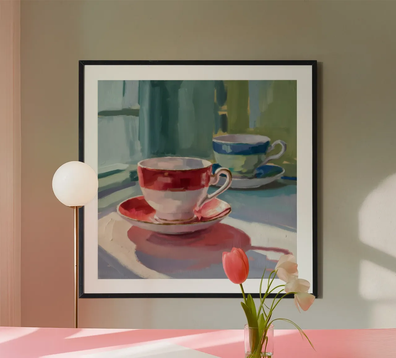 Tazza da tè Red Stripe poster da Mystic Grain