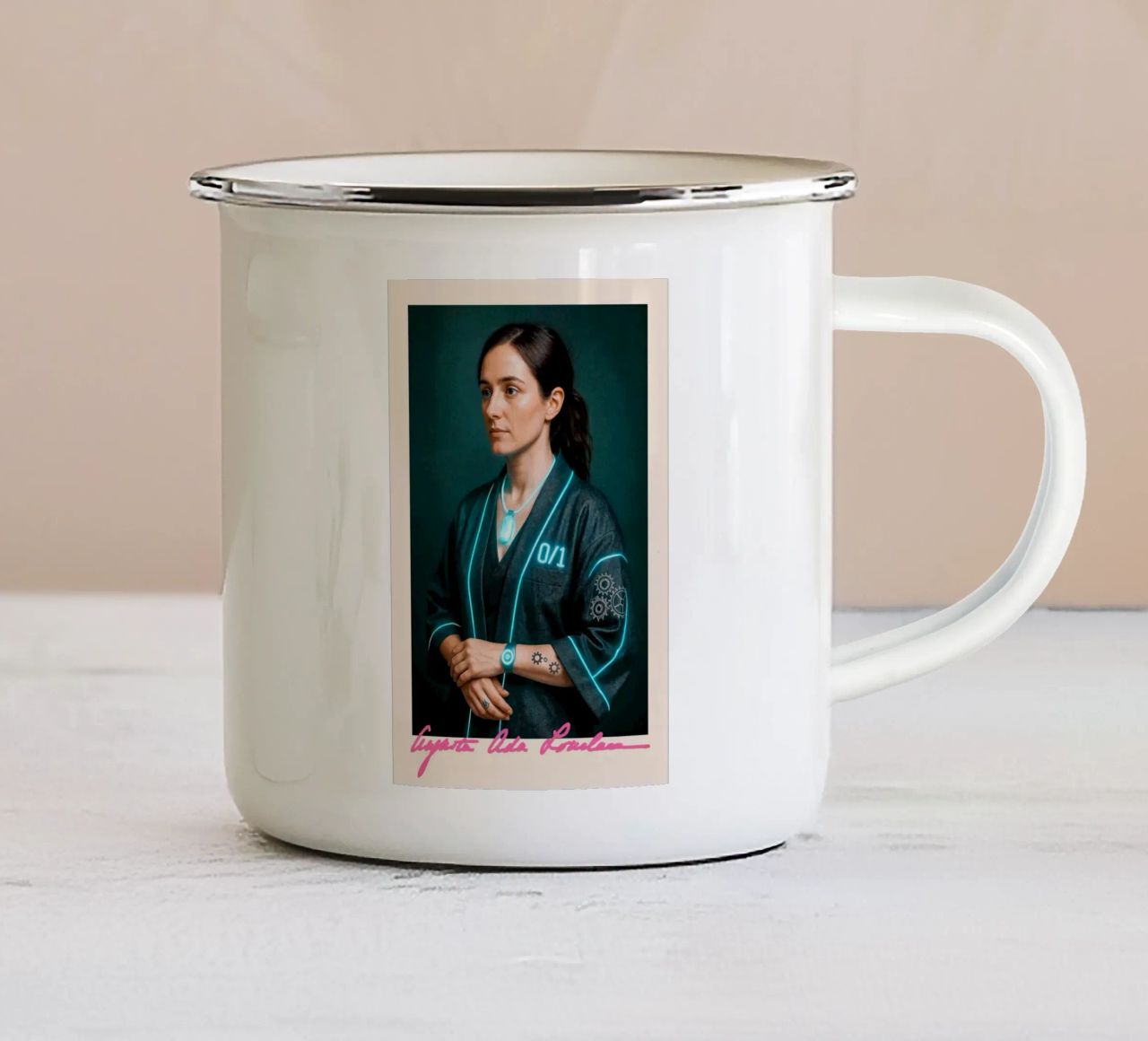 Ada Lovelace – Code & Circuit enamel mug by CNTRL