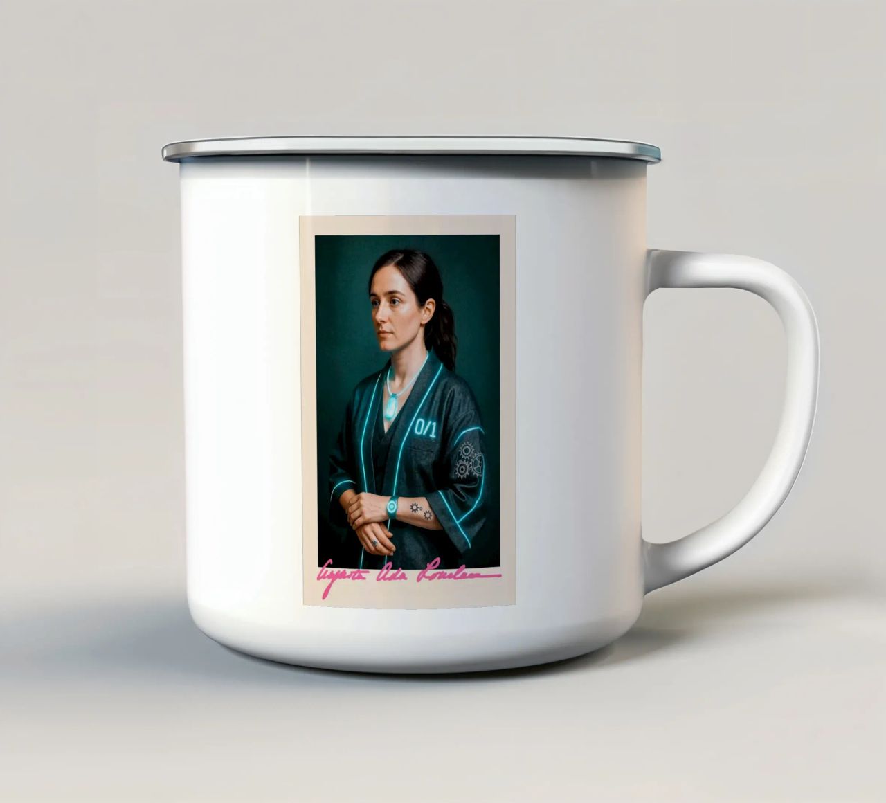 Ada Lovelace – Code & Circuit enamel mug by CNTRL