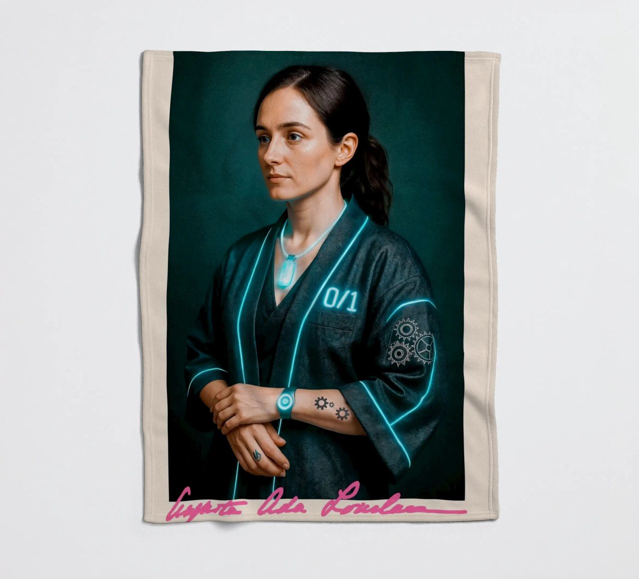 Ada Lovelace – Code & Circuit fleece blanket by CNTRL