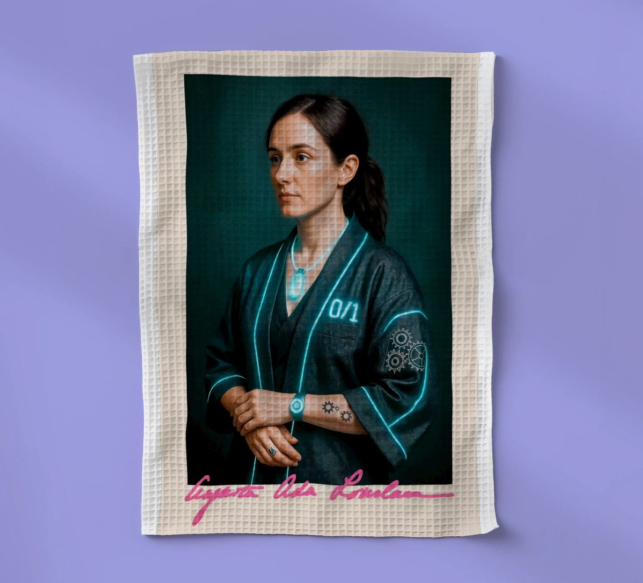 Ada Lovelace – Code & Circuit tea towel by CNTRL