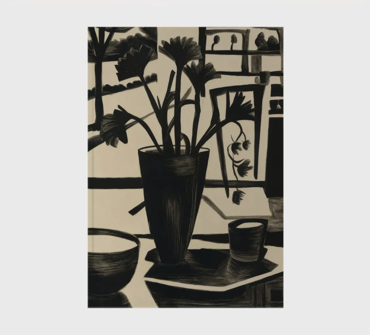 Monochrome Tischblüte Notizbuch von Mystic Grain
