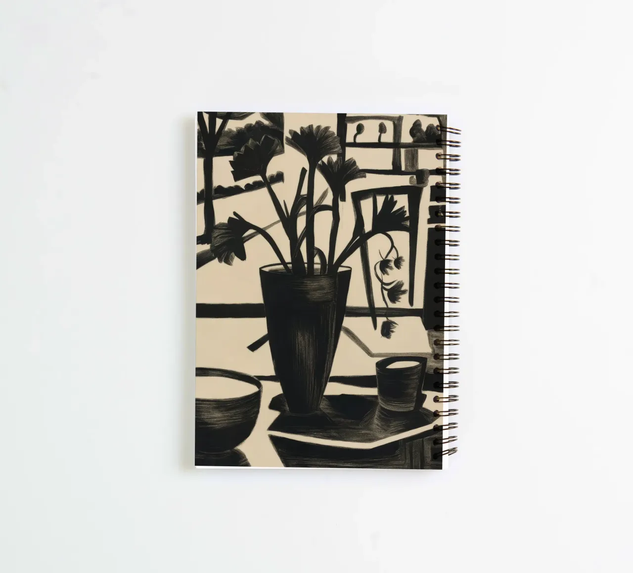 Monochrome Table Bloom spiral notebook by Mystic Grain