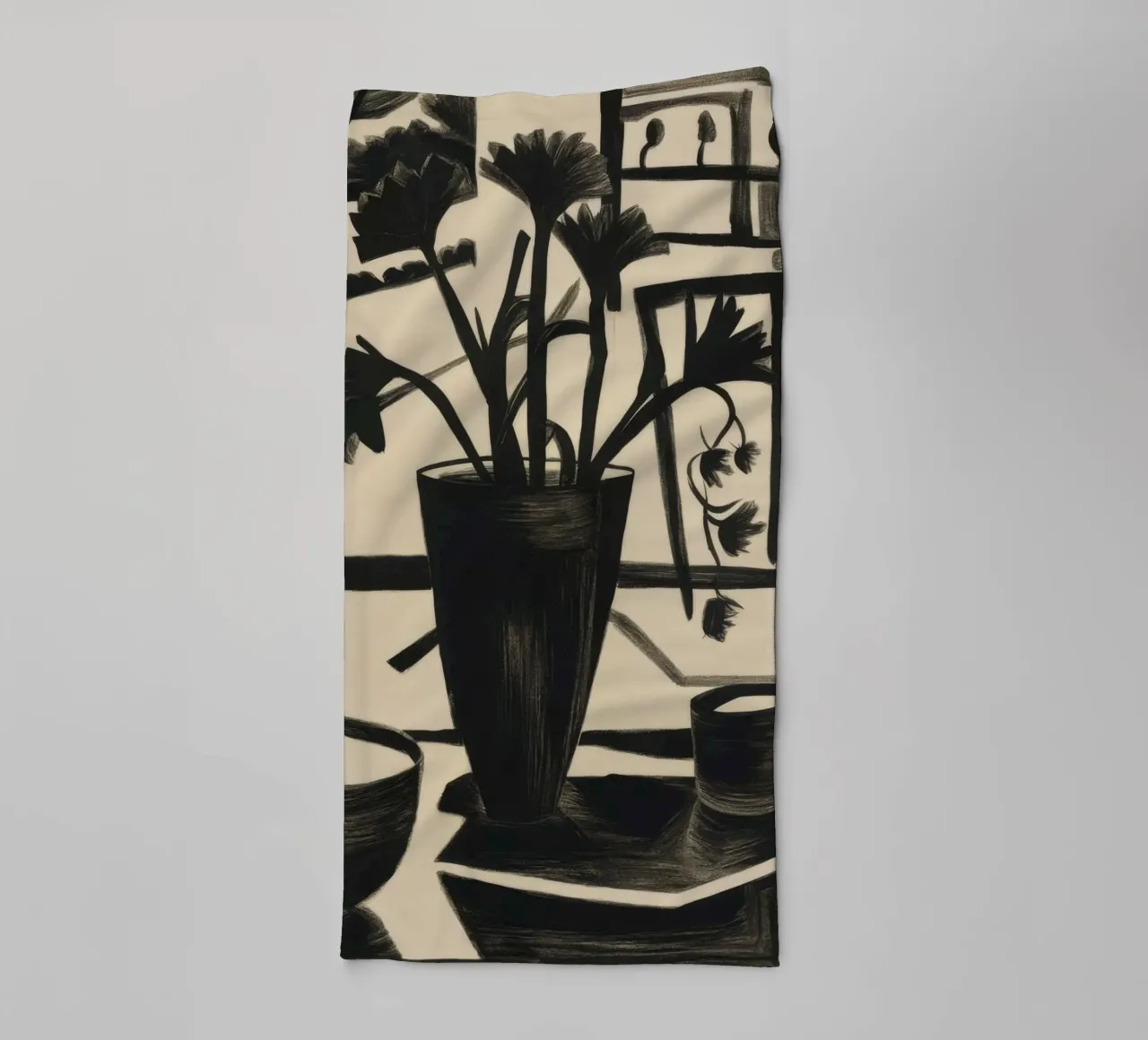 Monochrome Table Bloom towel by Mystic Grain