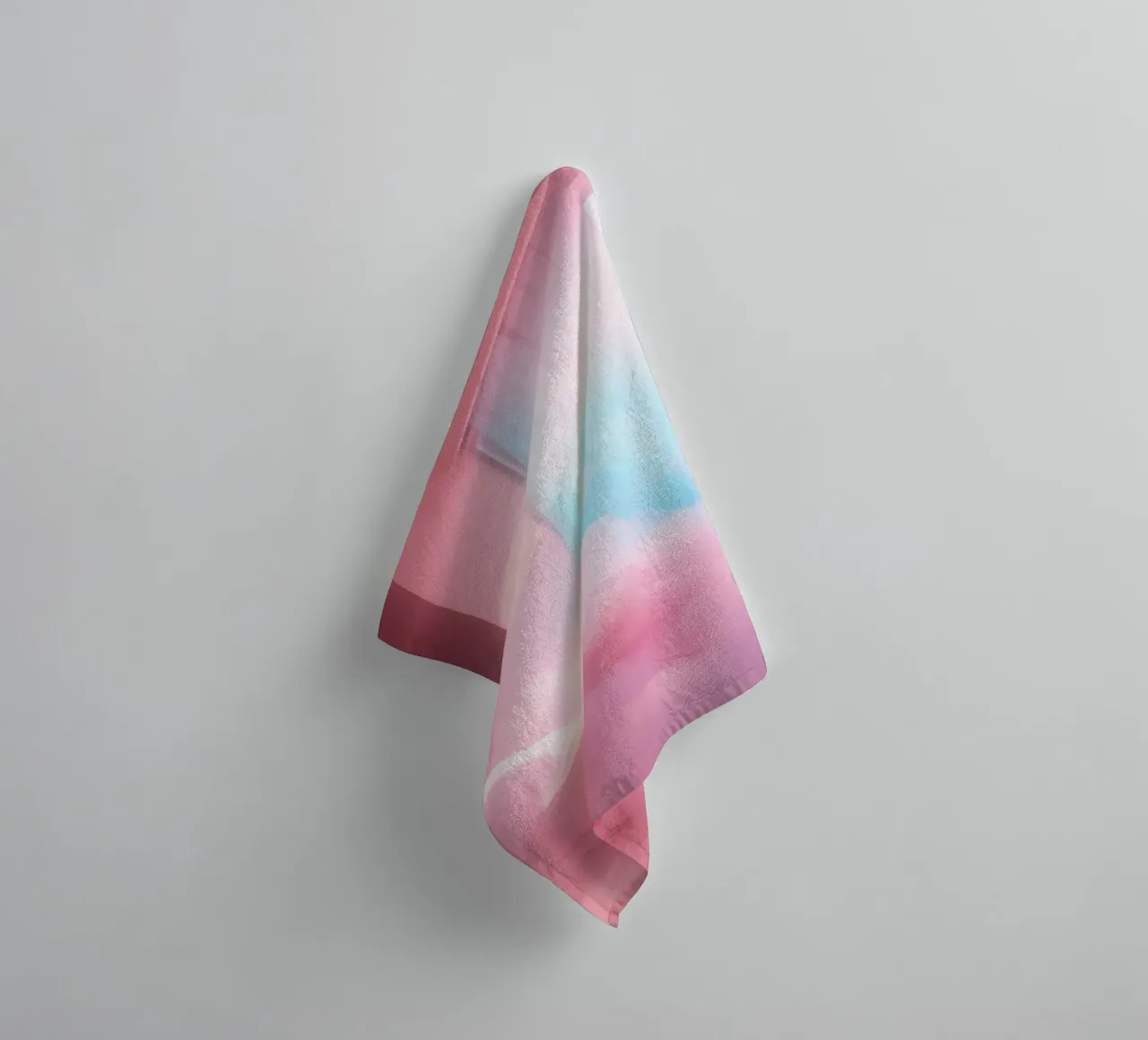 Dreamy pink room with soft clouds and towel by DesignDoodle