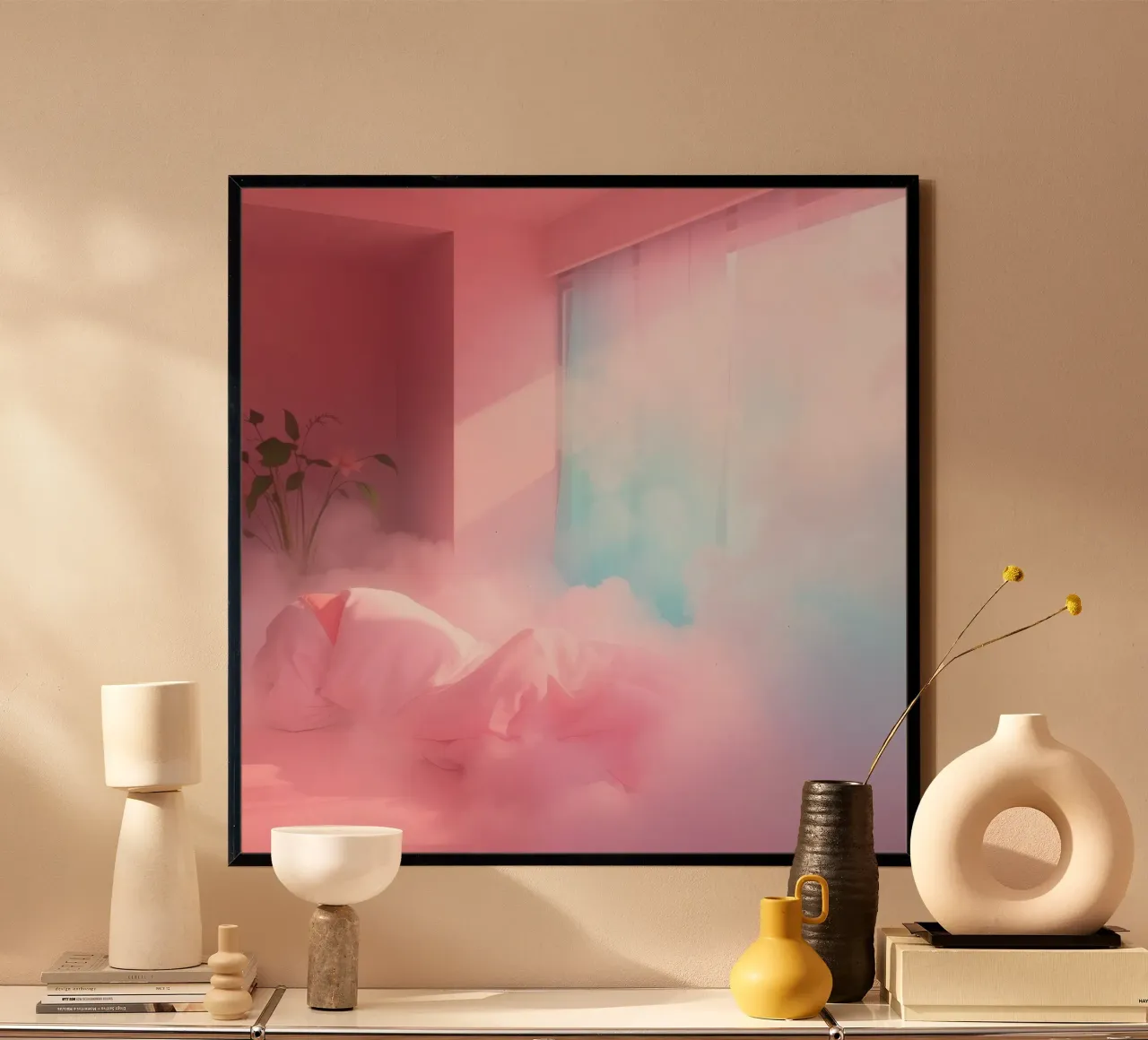 Dreamy pink room with soft clouds and hahnemühle by DesignDoodle