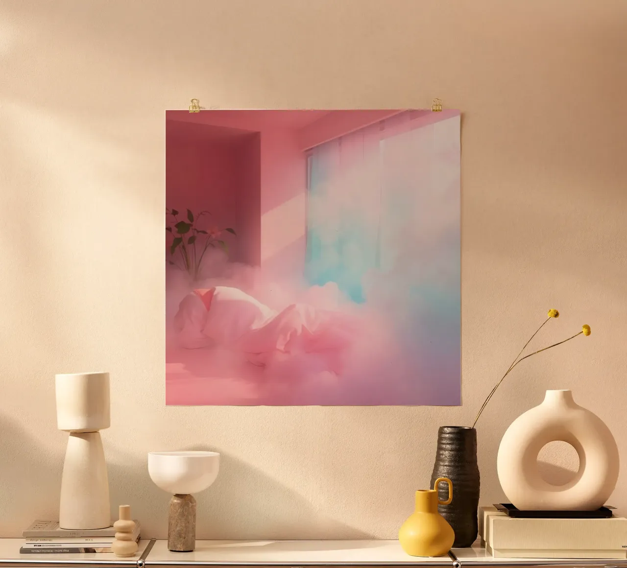 Dreamy pink room with soft clouds and hahnemühle by DesignDoodle