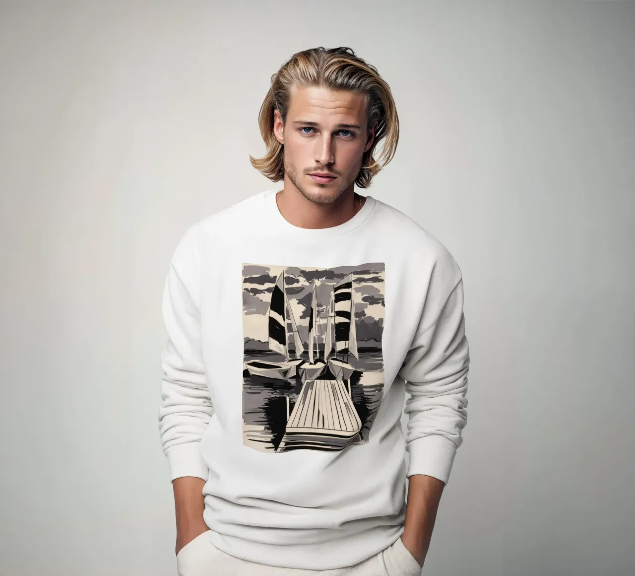 Striped Sails Moored sweatshirt by Mystic Grain
