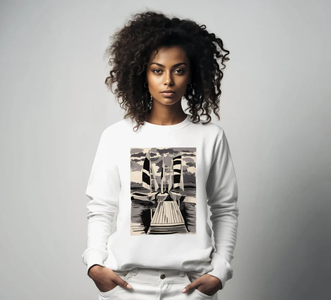 Striped Sails Moored sweatshirt by Mystic Grain