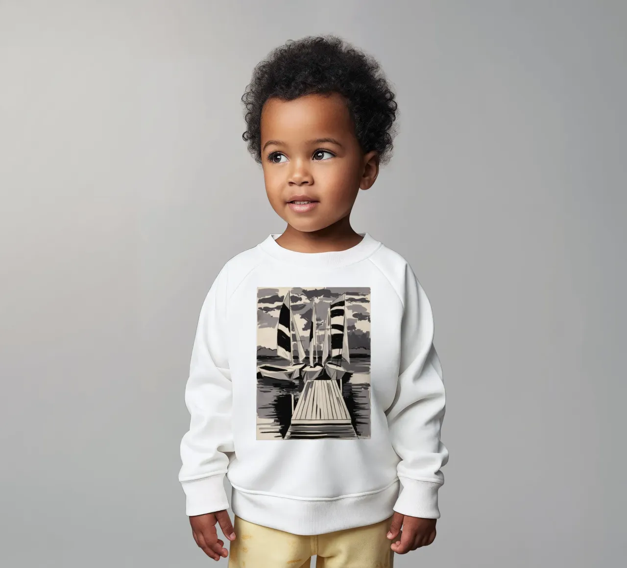 Striped Sails Moored baby sweatshirt by Mystic Grain