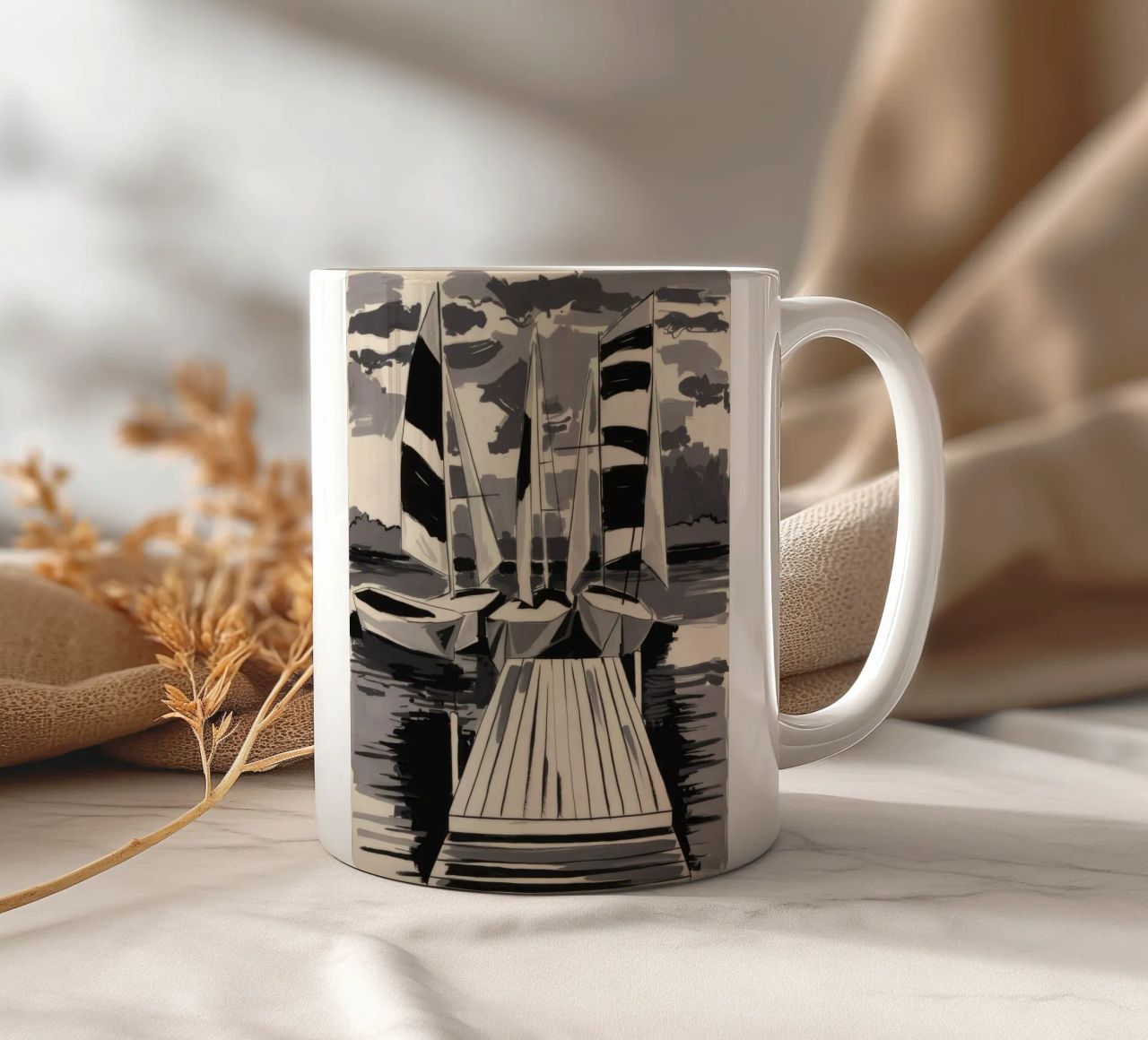 Vele a strisce ormeggiate tazza in ceramica da Mystic Grain