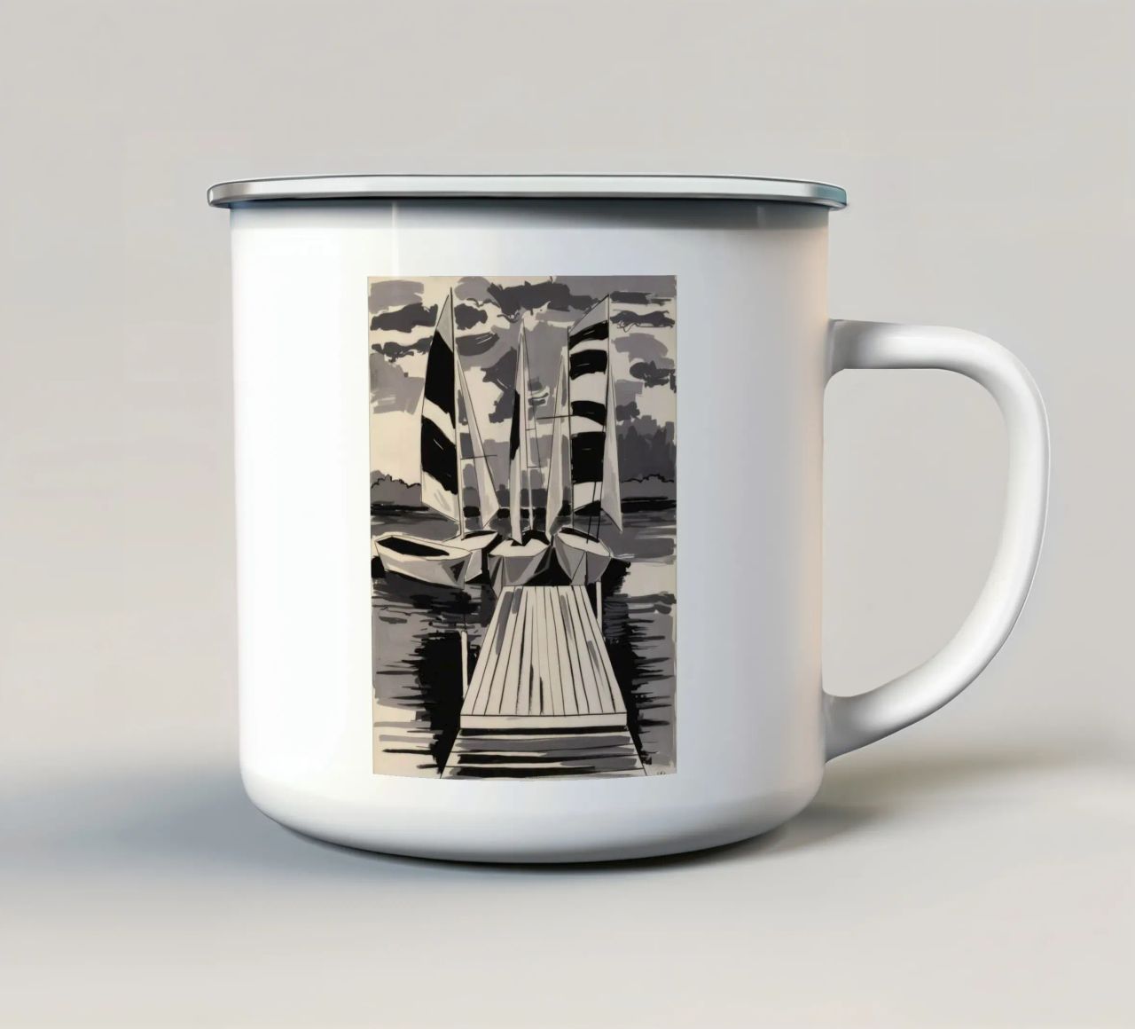 Vele a strisce ormeggiate tazza in smalto da Mystic Grain