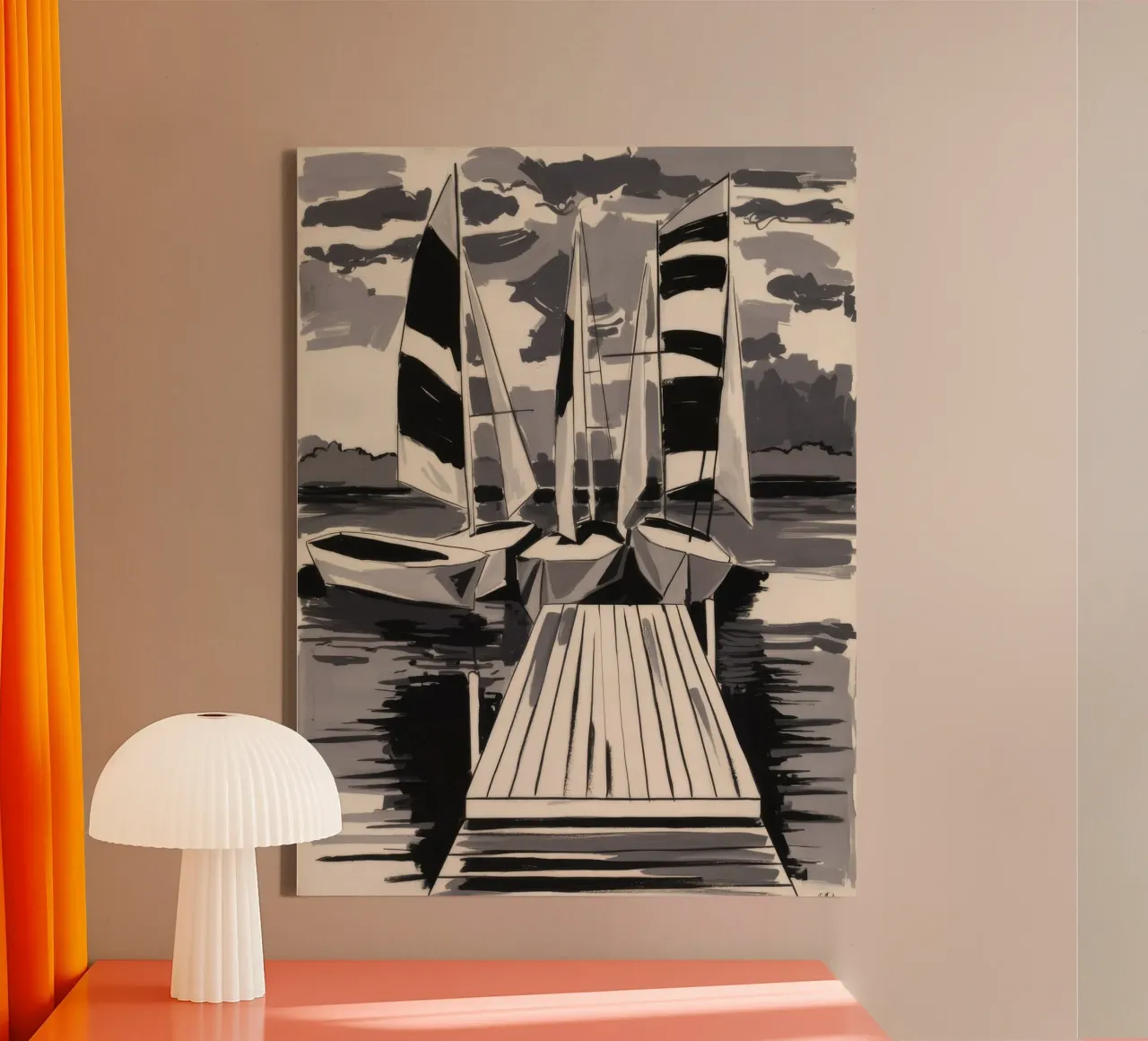 Vele a strisce ormeggiate tela con Cornice a cassetta da Mystic Grain