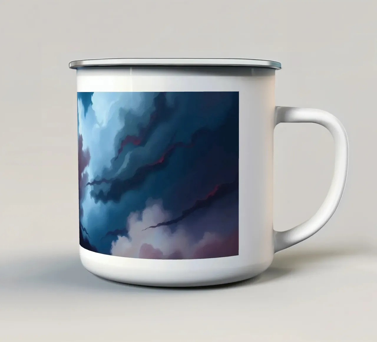 Cielo dinamico e tempestoso su onde oceaniche turbolente al crepuscolo tazza in smalto da DesignDoodle