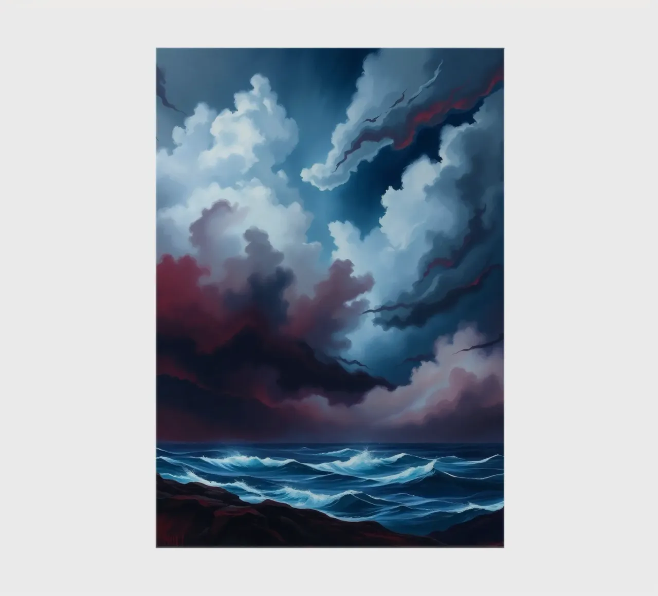 Dynamic stormy sky over turbulent ocean waves twilight notebook by DesignDoodle
