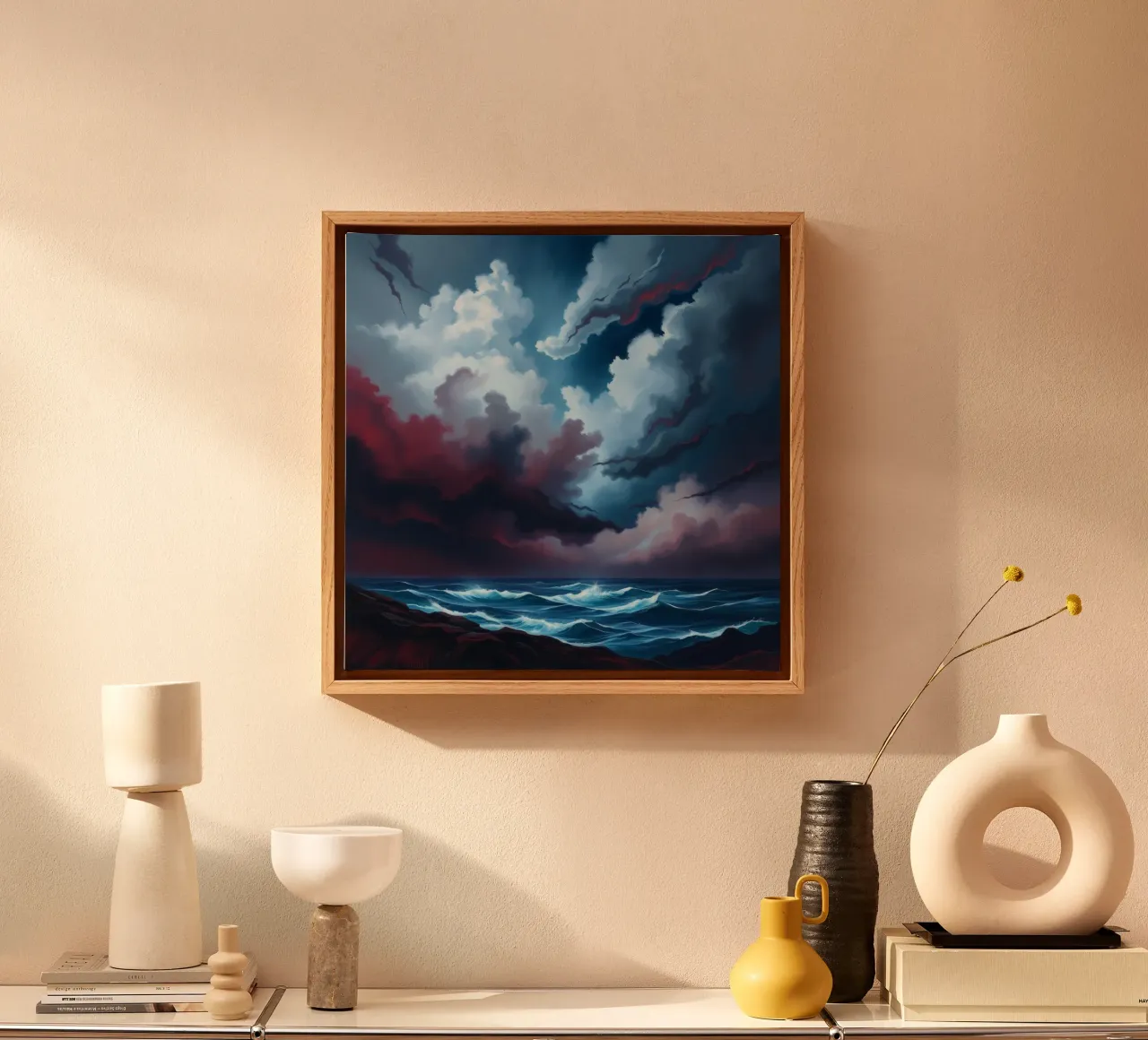 Dynamic stormy sky over turbulent ocean waves twilight canvas by DesignDoodle
