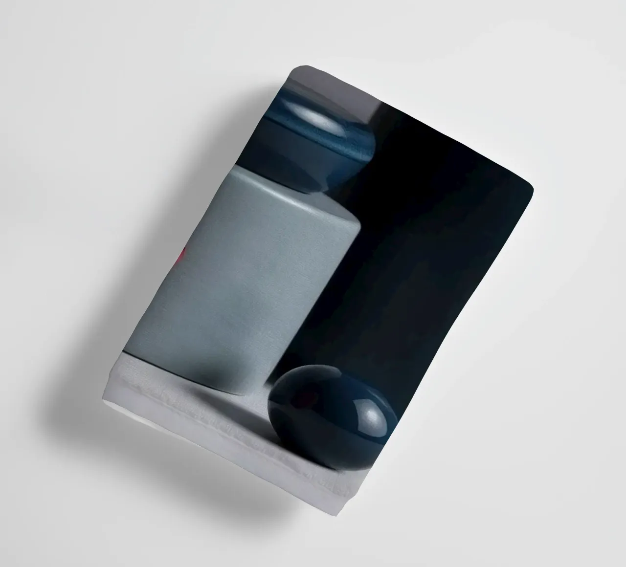 dark blue vases with vibrant flowers on a minimalist table towel by DesignDoodle