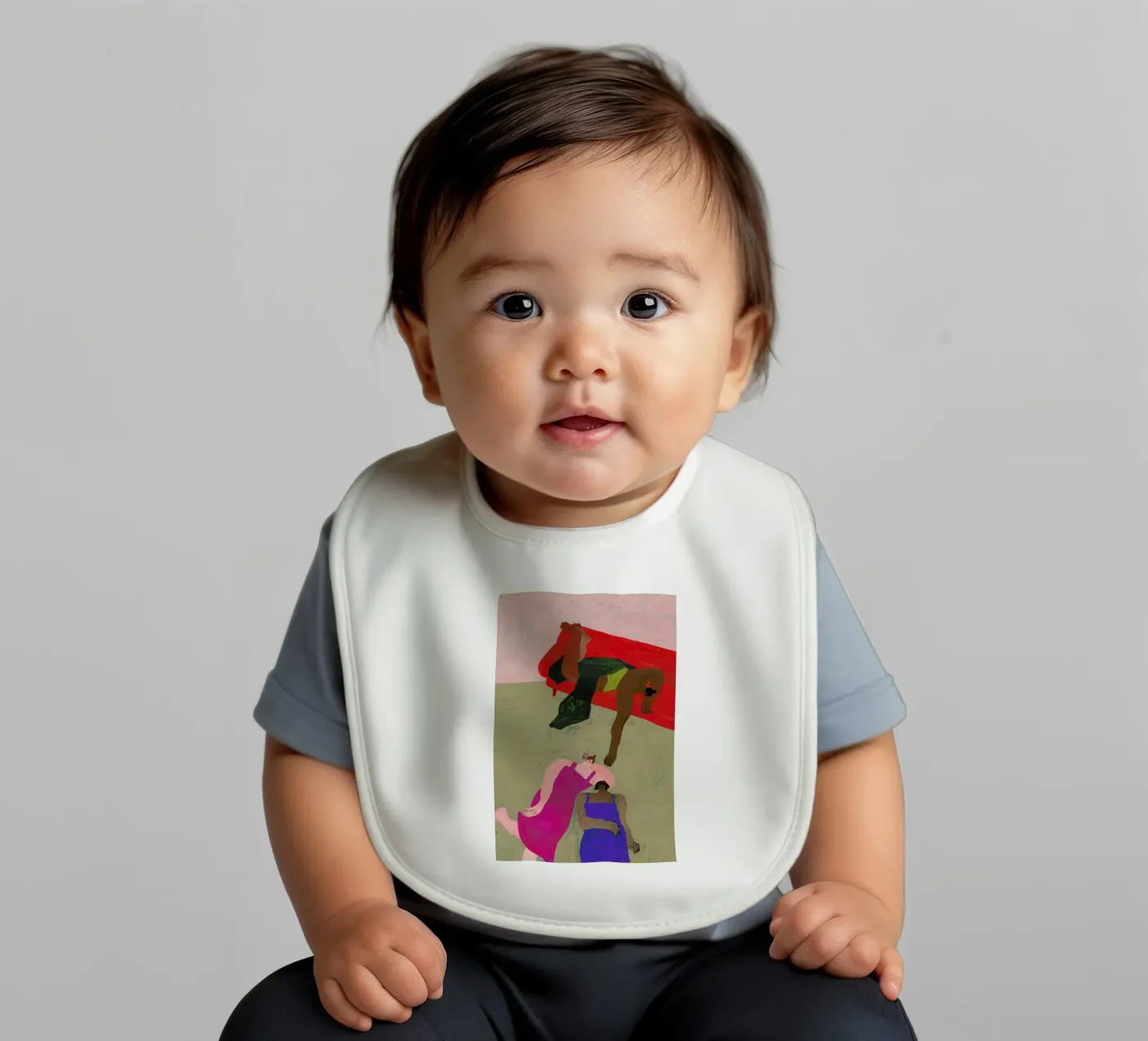 Red Sofa baby bib by Nudes and Croissants