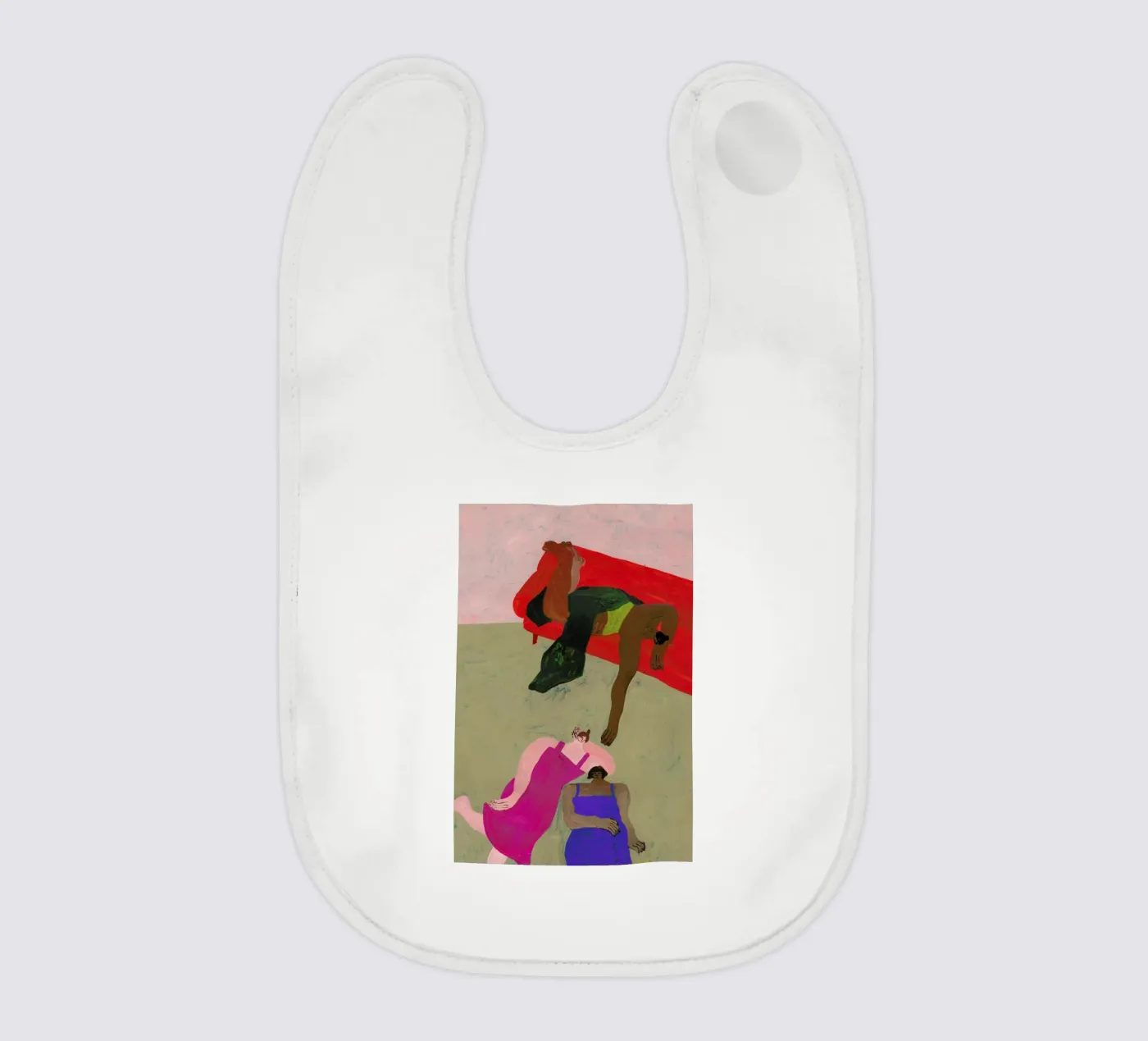 Red Sofa baby bib by Nudes and Croissants