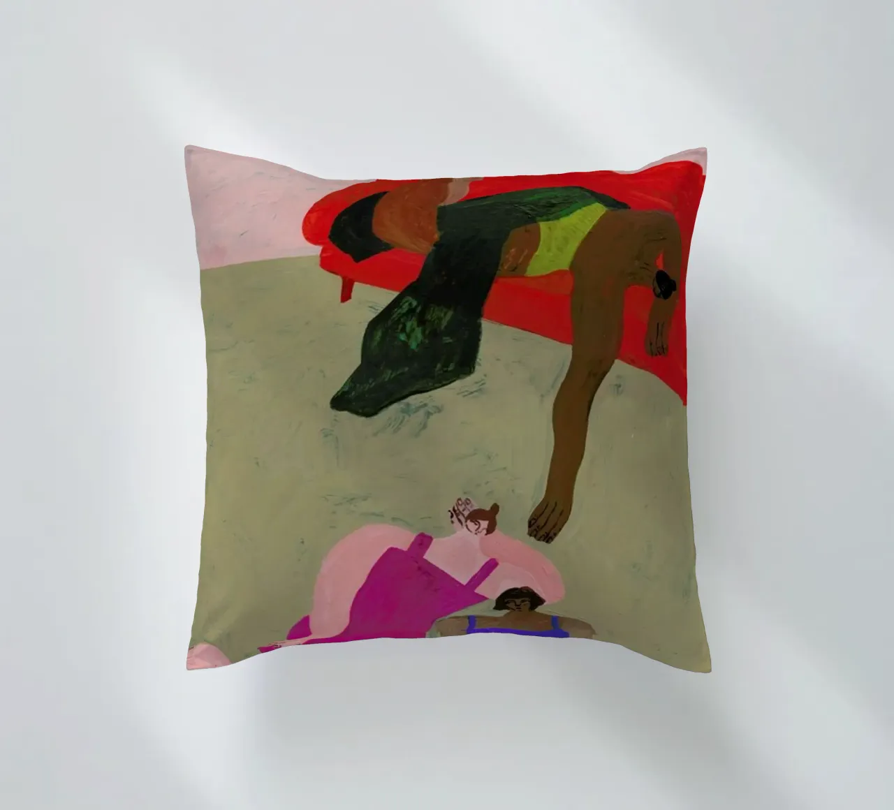 Red Sofa decorative cushion by Nudes and Croissants