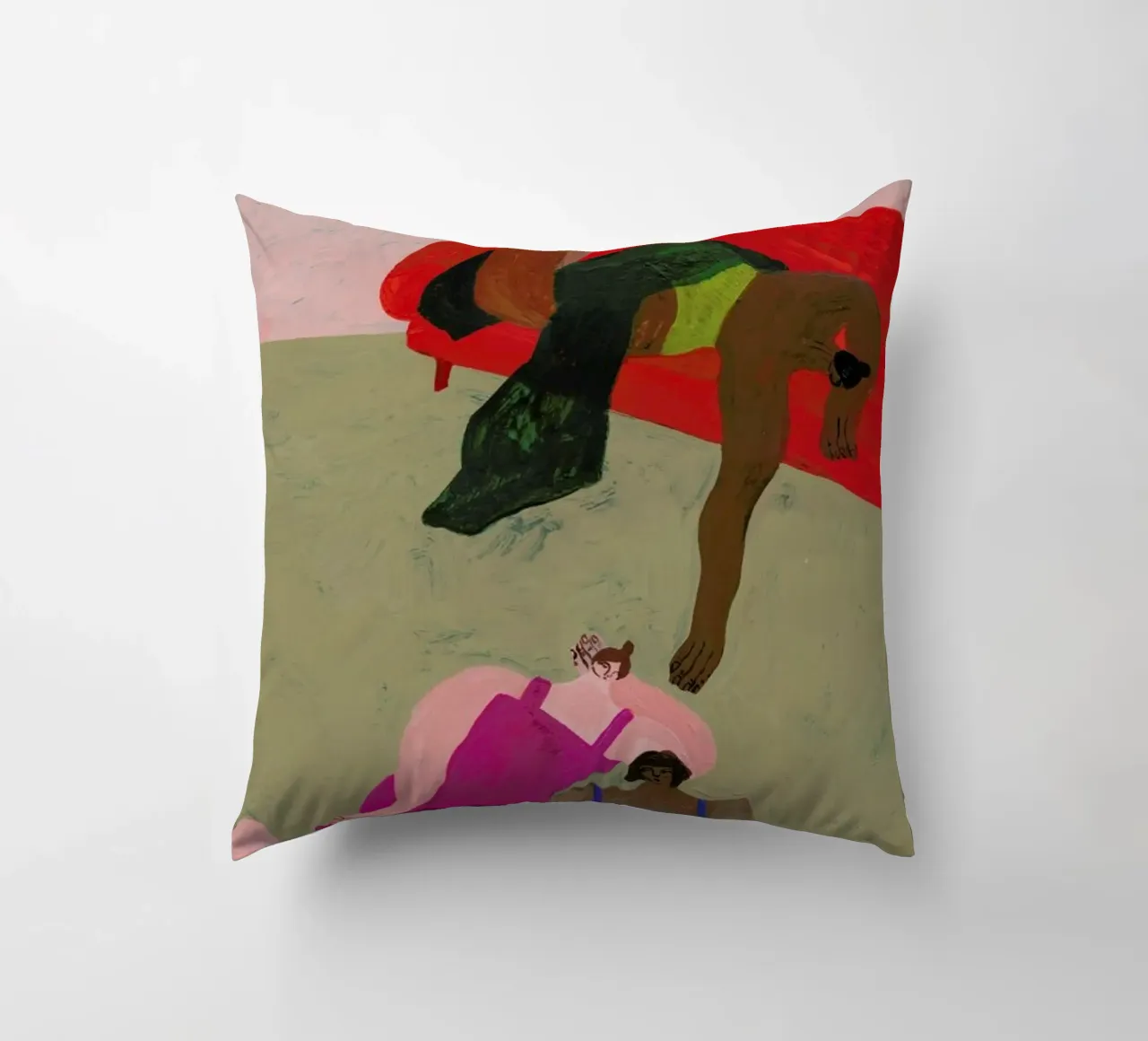 Red Sofa decorative cushion by Nudes and Croissants