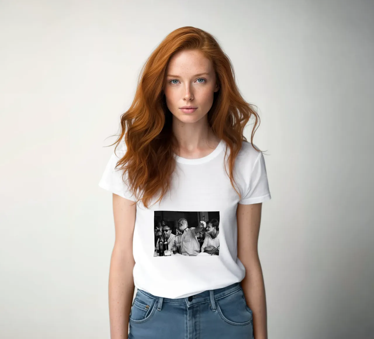 Ernest Hemingway beve con gli amici in un bar dell'Avana t-shirt da donna da Black And White