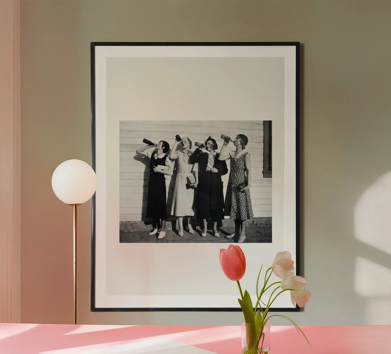 Flapper Girls Drinking Roaring Twenties hahnemühle by Black And White