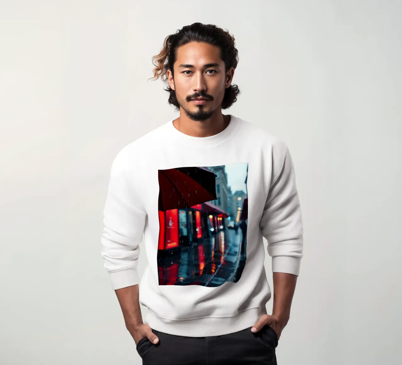Ombrello che cammina lungo una strada piovosa felpa da DesignDoodle