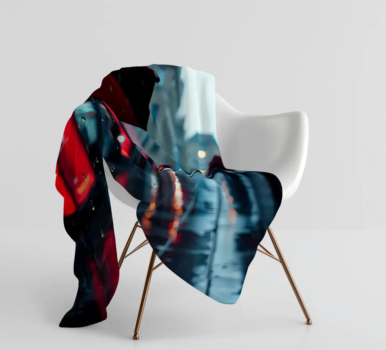 Ombrello che cammina lungo una strada piovosa coperta in pile da DesignDoodle