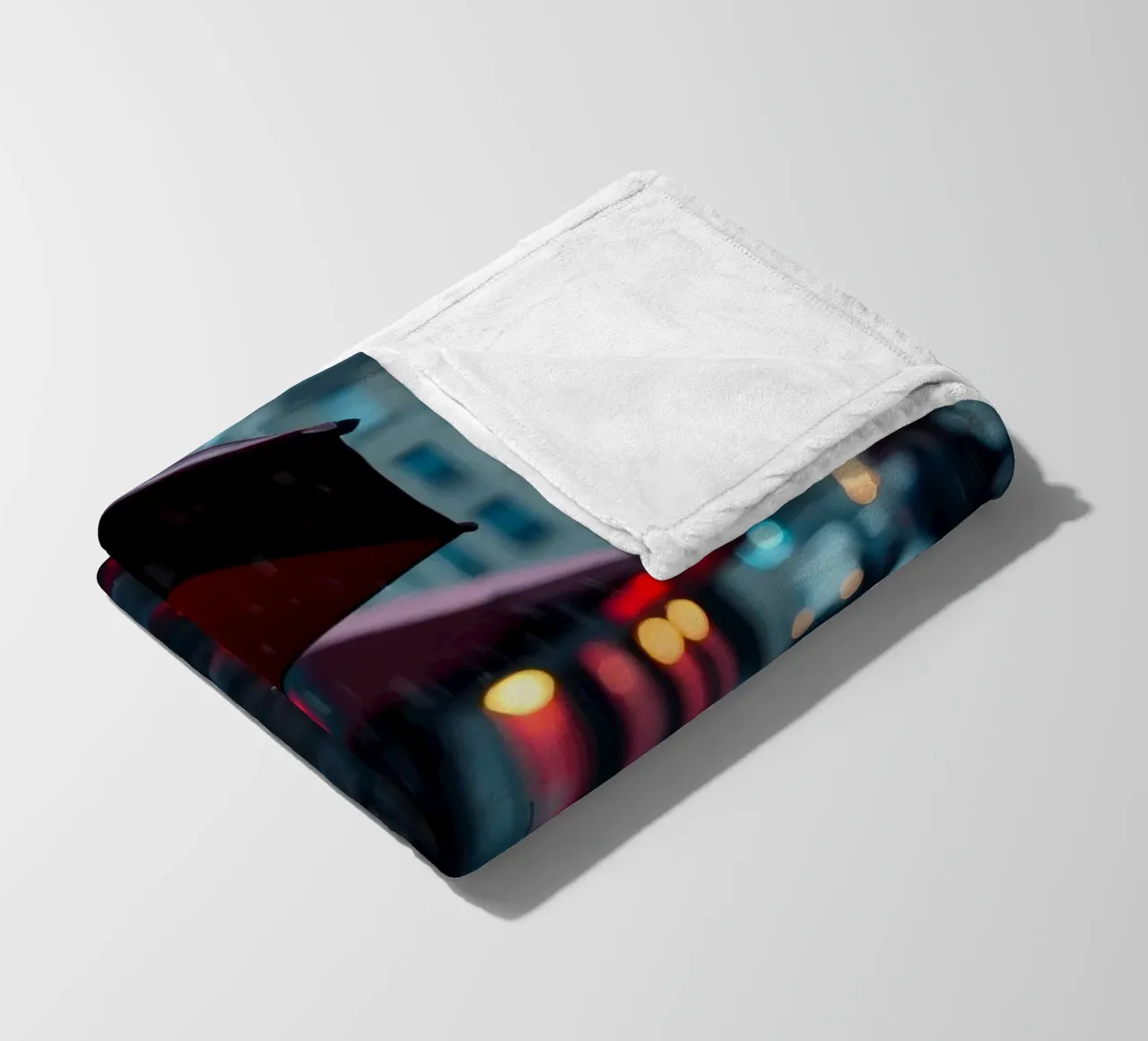 Ombrello che cammina lungo una strada piovosa coperta in pile da DesignDoodle