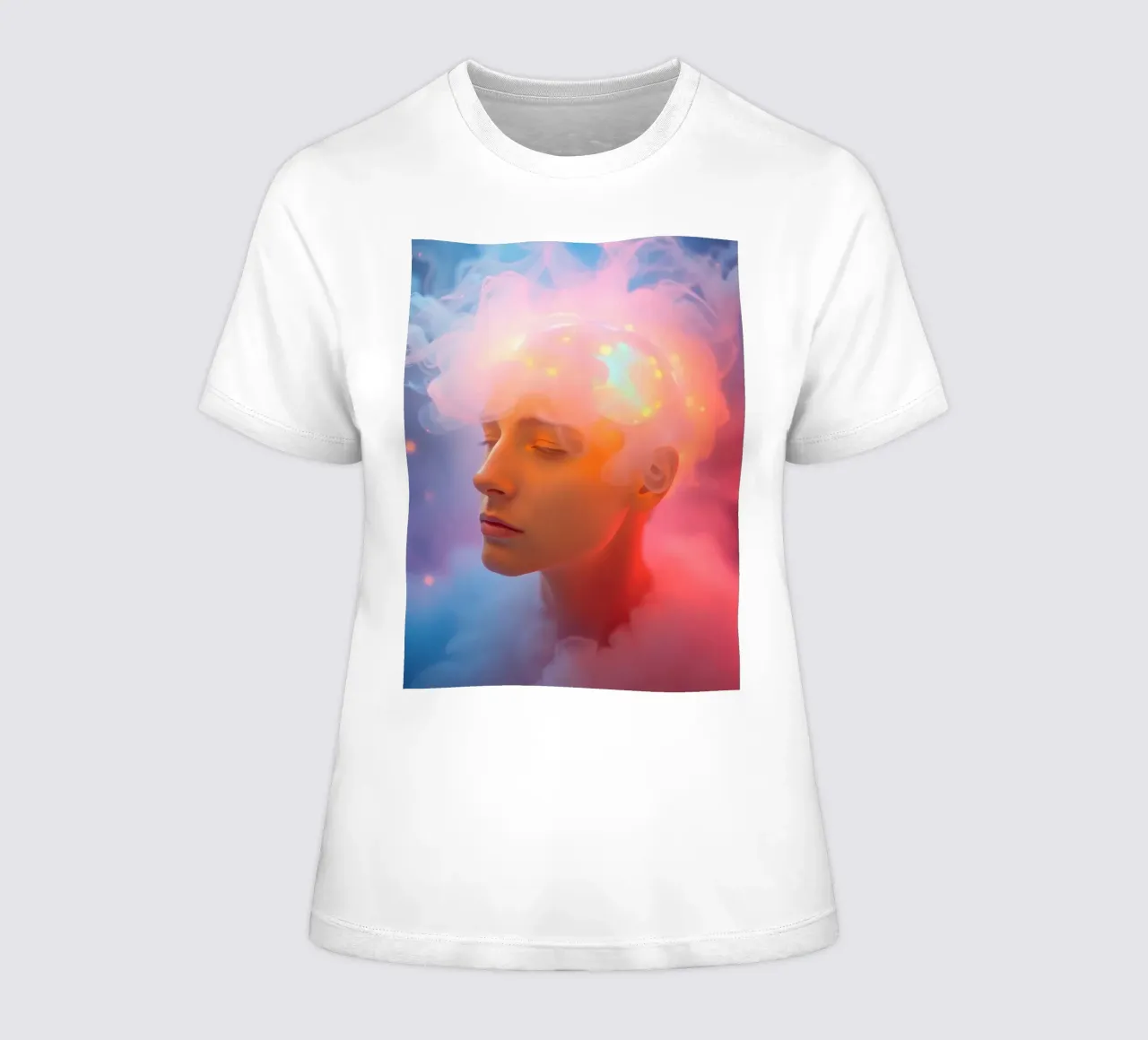 Creative representation of a person with glowing brain women's fitted t-shirt by DesignDoodle