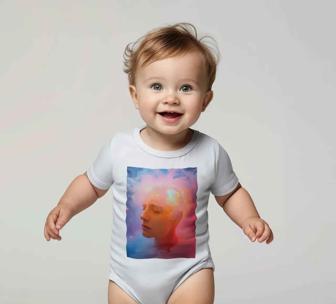 Creative representation of a person with glowing brain short-sleeve baby romper by DesignDoodle