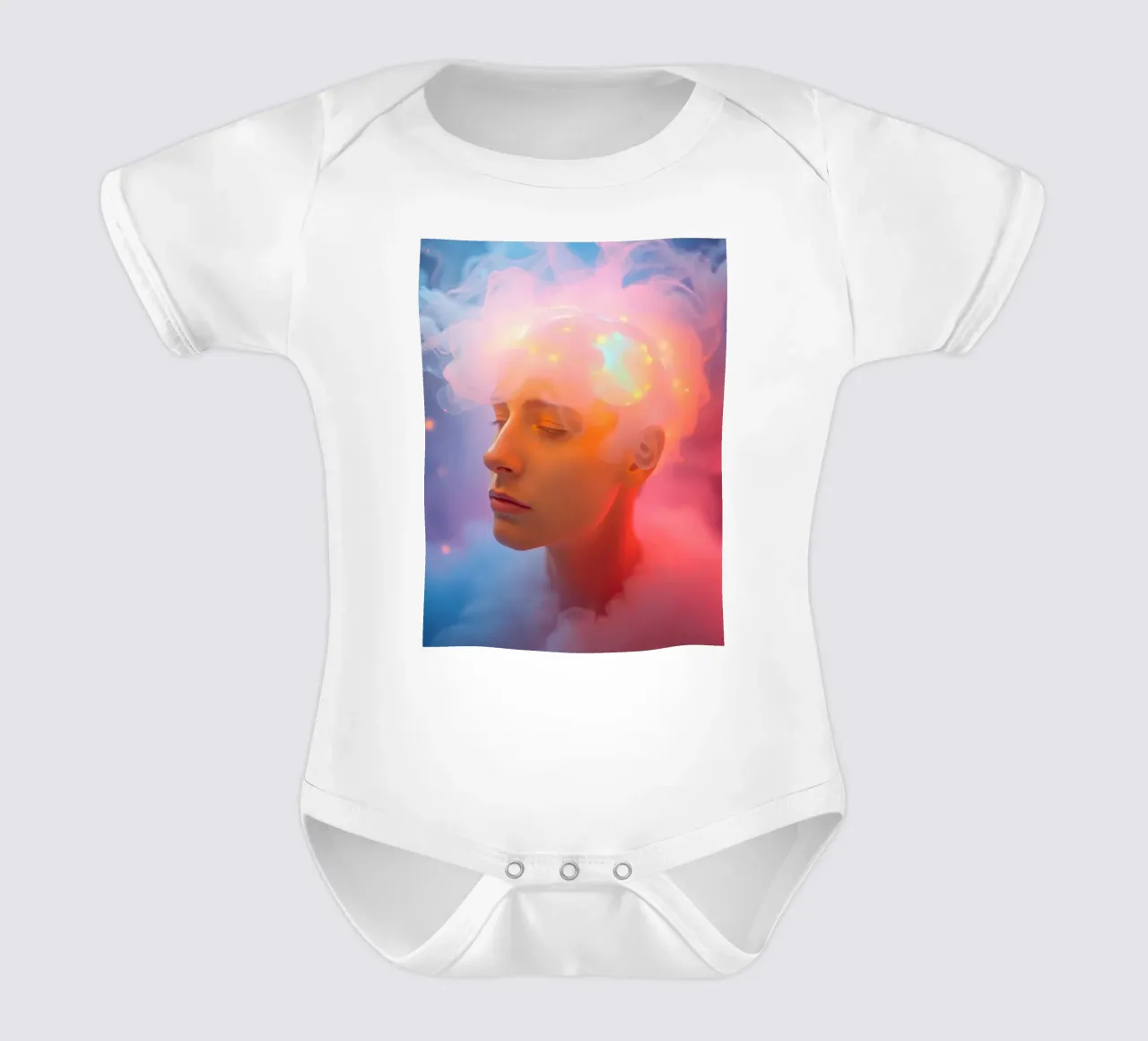 Creative representation of a person with glowing brain short-sleeve baby romper by DesignDoodle