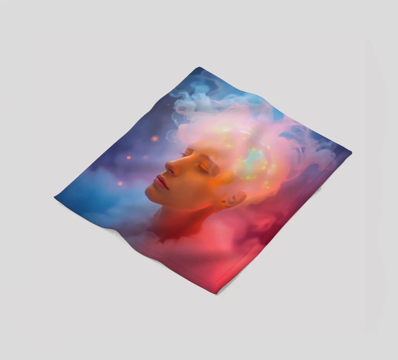 Creative representation of a person with glowing brain fleece blanket by DesignDoodle