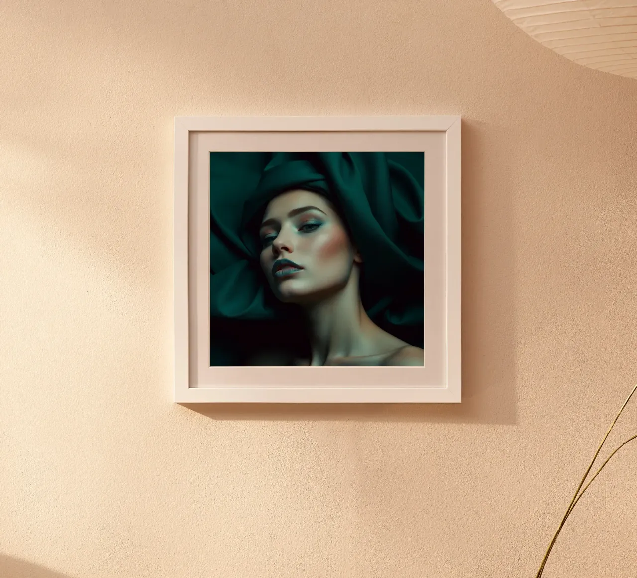 una donna con tessuto drappeggiato che crea un look elegante poster da DesignDoodle