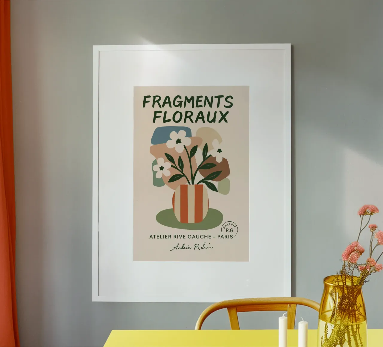 Fragments Floraux poster con telaio in legno da treechild