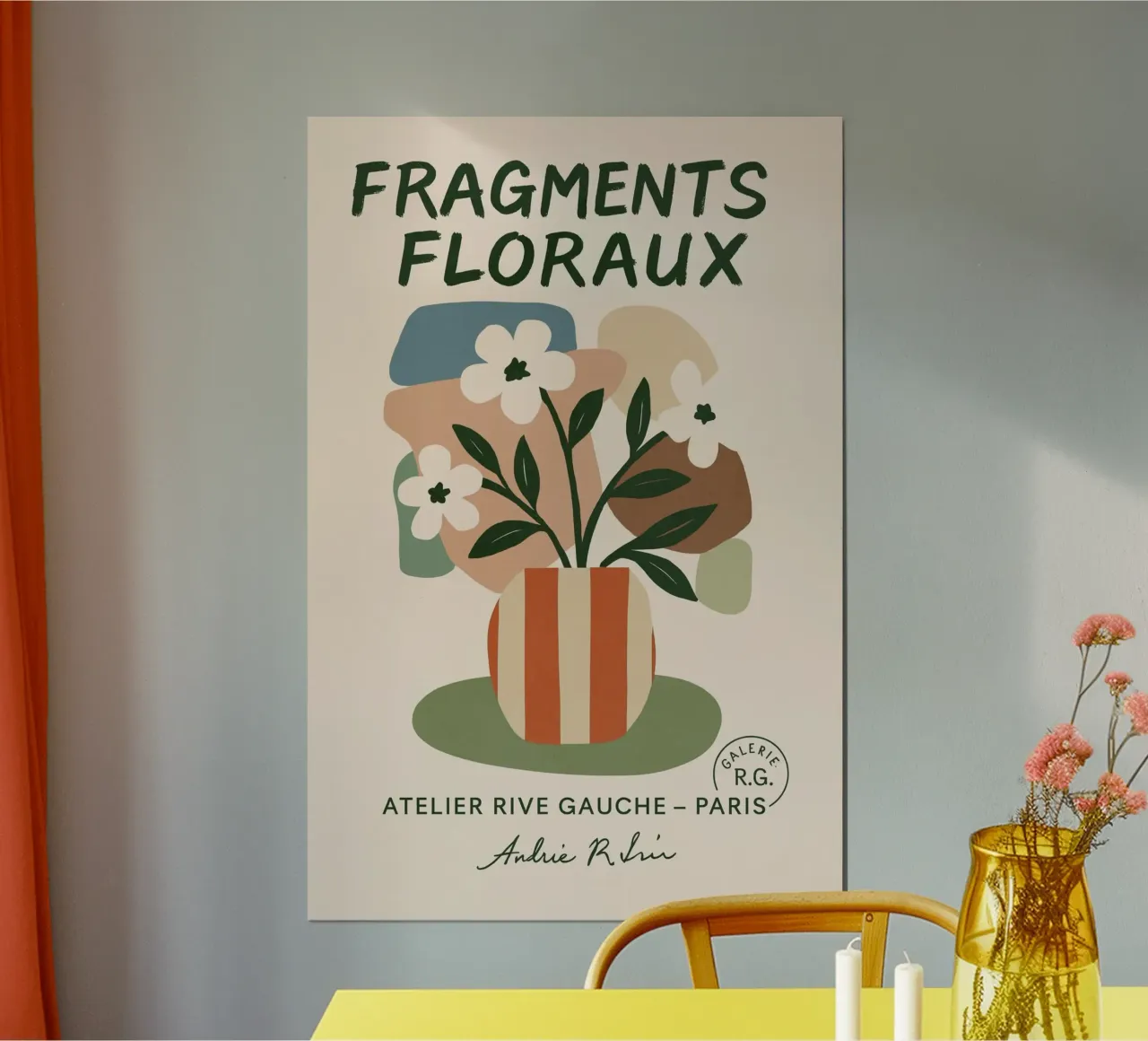 Fragments Floraux poster con telaio in legno da treechild