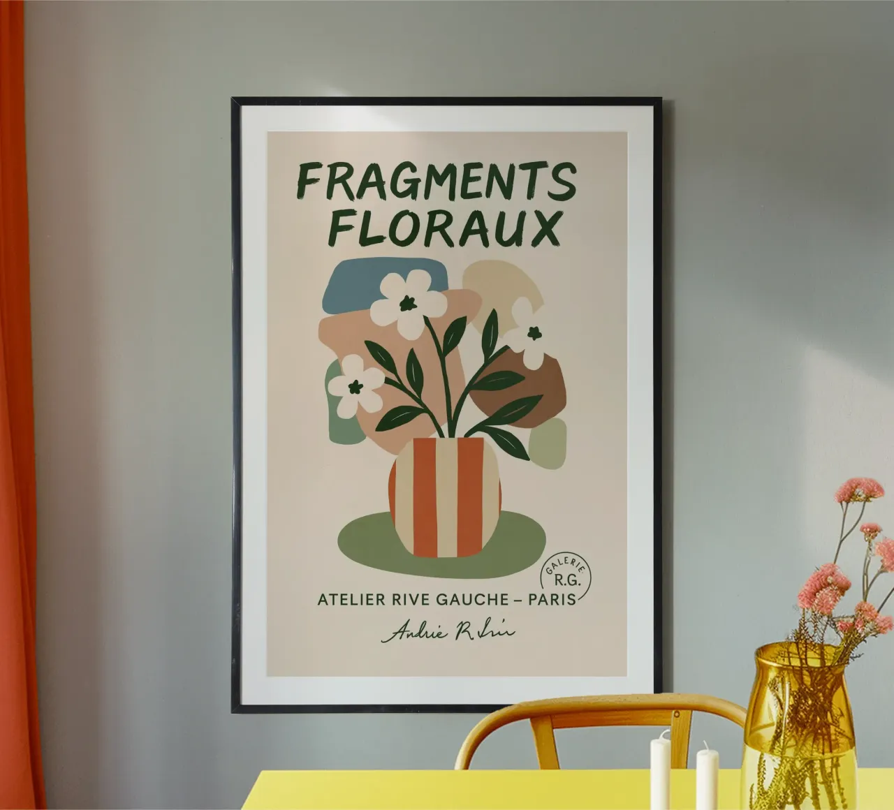 Fragments Floraux poster con telaio in legno da treechild
