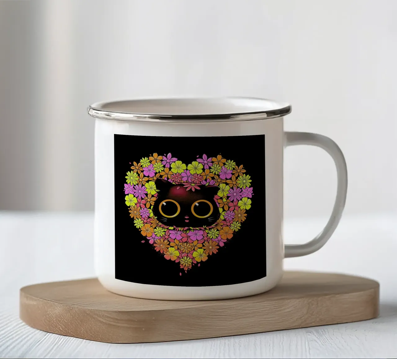 Spring Cat Lover tazza in smalto da Tobe Fonseca