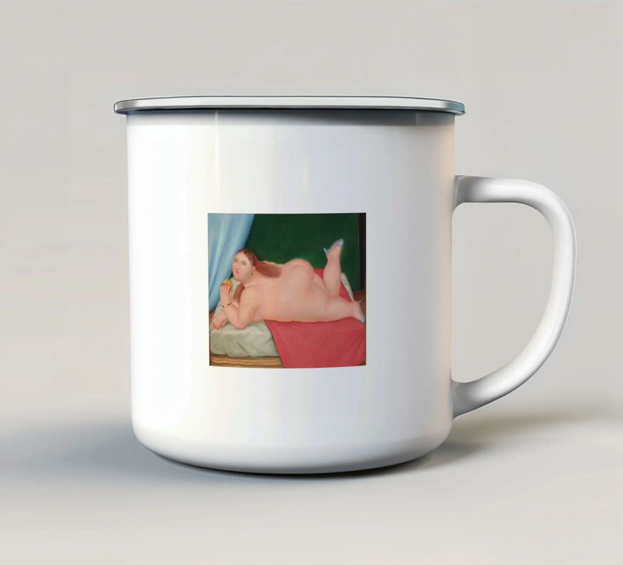 sdraiato sul letto Botero tazza in smalto da Boteroobest